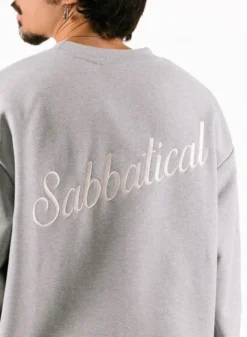 Script Logo Crewneck Heather Grey -Grail Shop image 1555