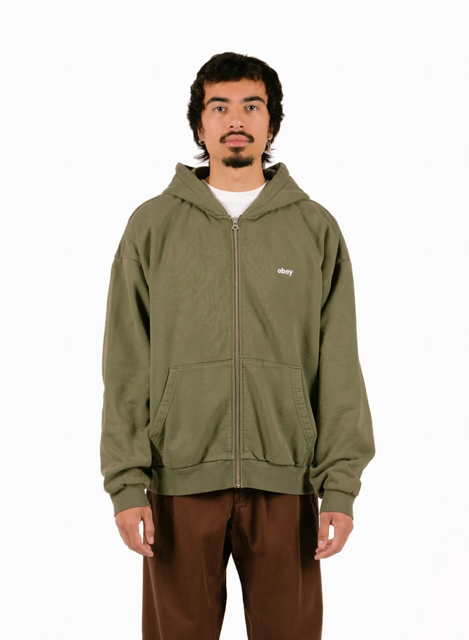 OBEY Lowercase Pigment Zip Hood Pigment Deep Lichen Green 2 OBEY Lowercase Pigment Zip Hood Pigment Deep Lichen Green - Image 2