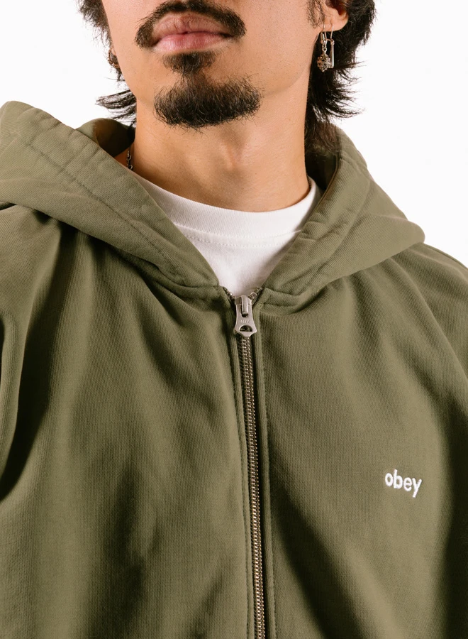 OBEY Lowercase Pigment Zip Hood Pigment Deep Lichen Green 6 OBEY Lowercase Pigment Zip Hood Pigment Deep Lichen Green - Image 6
