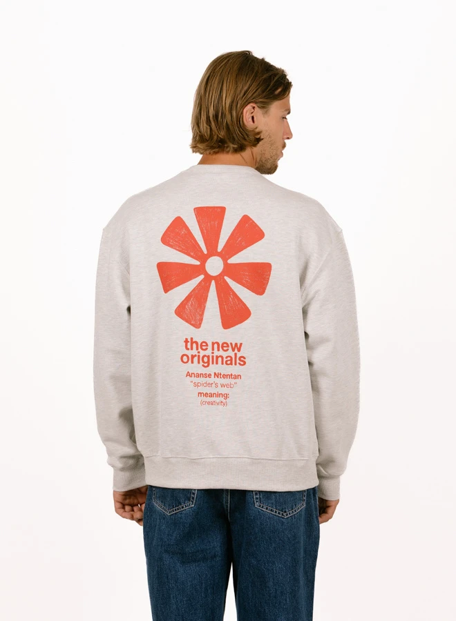 Adinkra Crewneck Light Grey Melange 1 Adinkra Crewneck Light Grey Melange