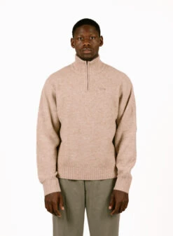 Signature Knitted Zip Mock Hemp